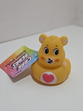 Care Bears Yellow Duck with Pink Heart Rubber Toy